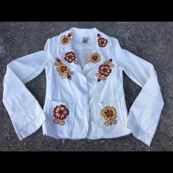 Lucca Jackets & Blazers - Women’s Lucca Cream Embroidered Blazer Jacket SZ S